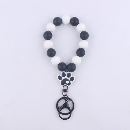 Dog Claw Silicone Bead Wristlet Keychain with Paw Charm 6