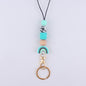 Rainbow Silicone Bead Keychain with Wooden Bead Charm 13