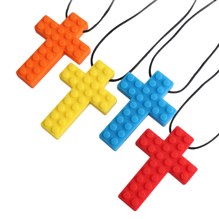 Silicone Cross Teething Necklace Sensory Fidget Toy 3 Pack 3