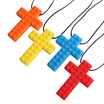 Silicone Cross Teething Necklace Sensory Fidget Toy 3 Pack 3