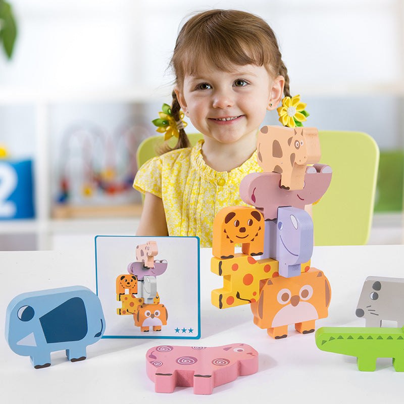 Wooden Animal Stacking Blocks Educational Building Blocks for Babies 3