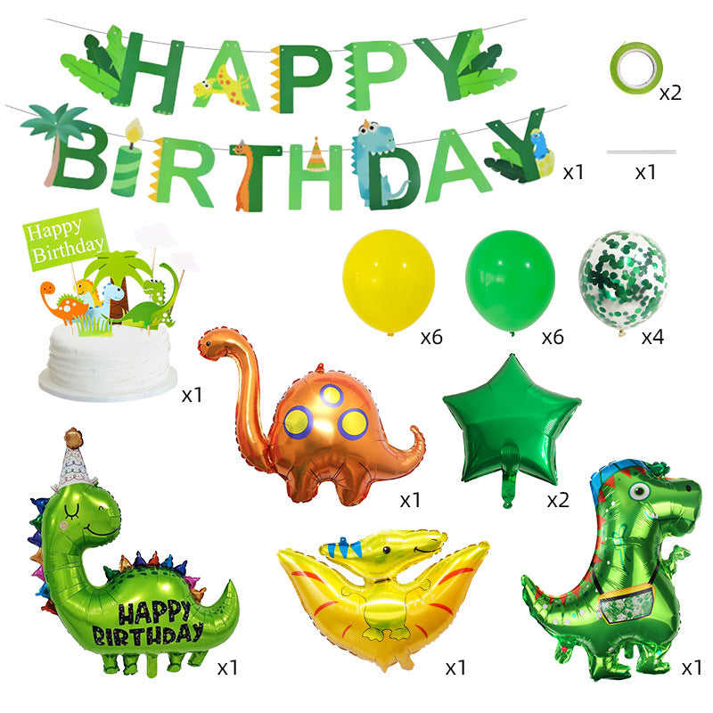 Cartoon Dinosaur Foil Balloon Set Children Birthday Party Decoration 5