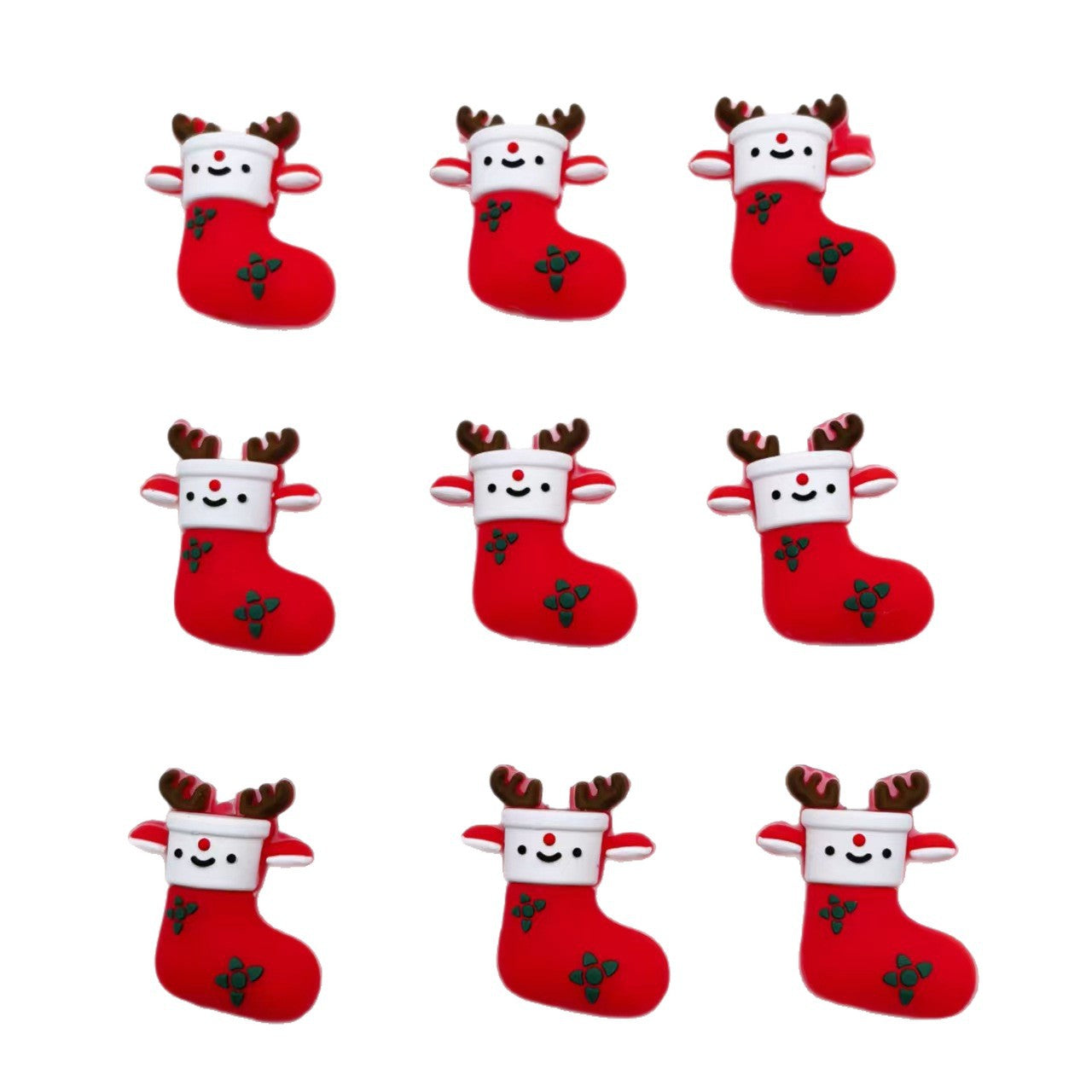 20Pcs Silicone 3D Focal Beads Elk Christmas Shoes Front Facing 5