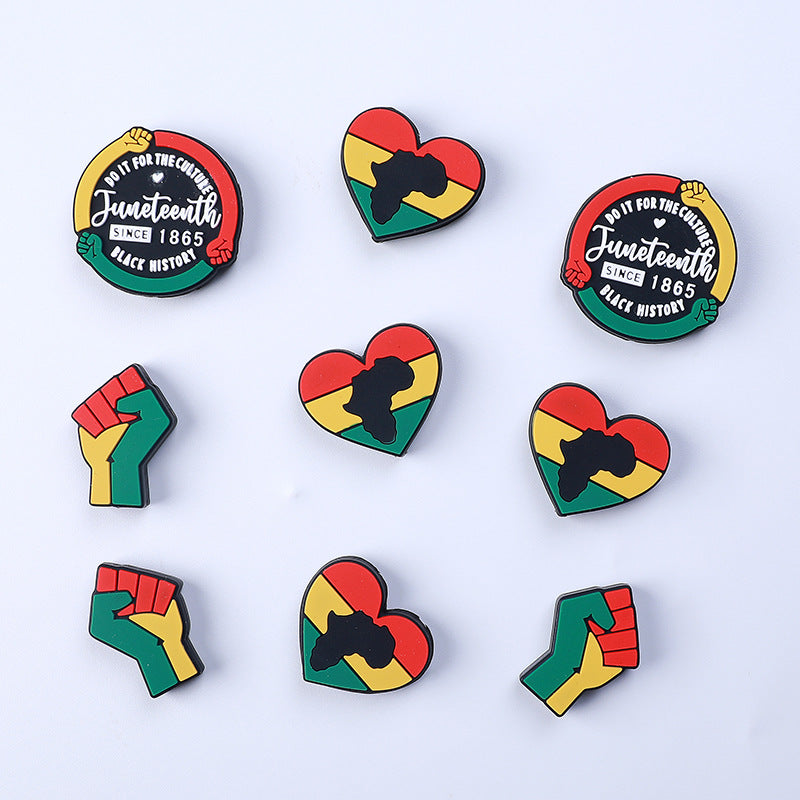 20pcs Silicone Focal Beads Black History Month Freedom Raised Fist 2