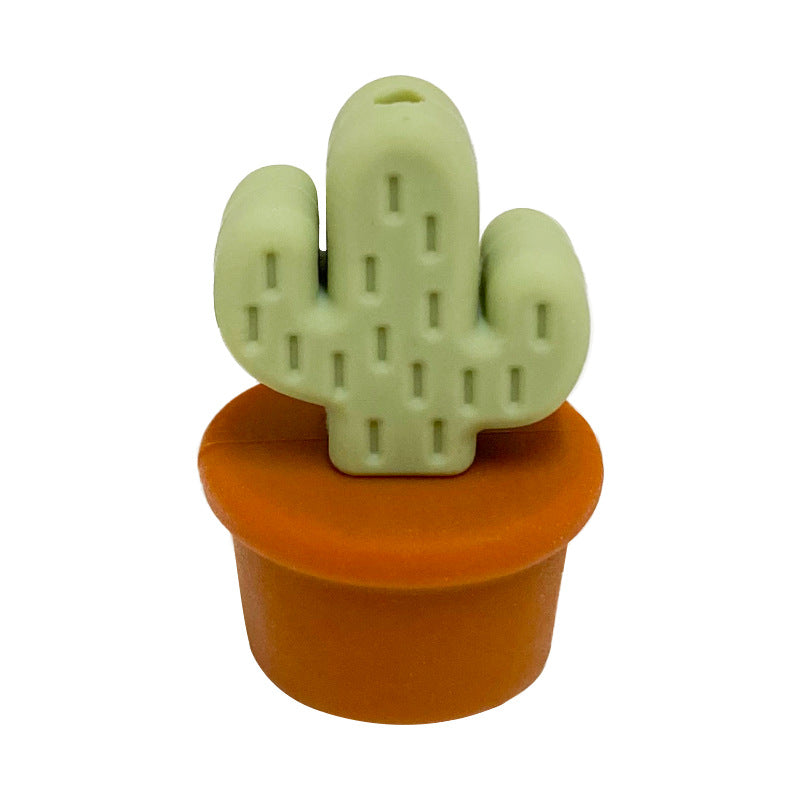 20Pcs Silicone 3D Focal Beads Flowerpot Cactus Fleshy with Colorful Pots 16