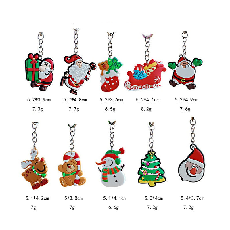 Cartoon Christmas Silicone Keychain Holiday Gift Charm Set 5