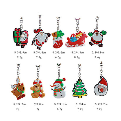 Cartoon Christmas Silicone Keychain Holiday Gift Charm Set 5