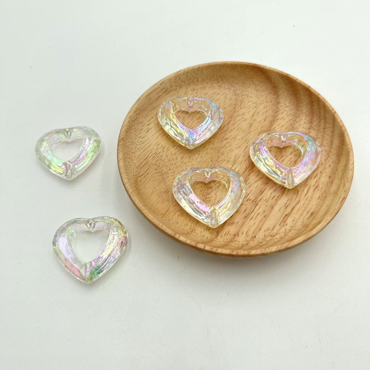 32x29mm Transparent Heart Square Rectangular Angel Ring Acrylic Beads