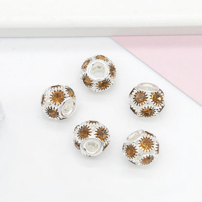 50pcs 8mm Metal Hollow Rhinestone Spacer Beads Silver and Gold 5