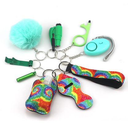 Outdoor Self Defense Alarm Whistle Pompom Keychain 10 Pack 8