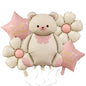 Milk White Bow Ties Bear Retro Daisy Foil Balloon Set 4