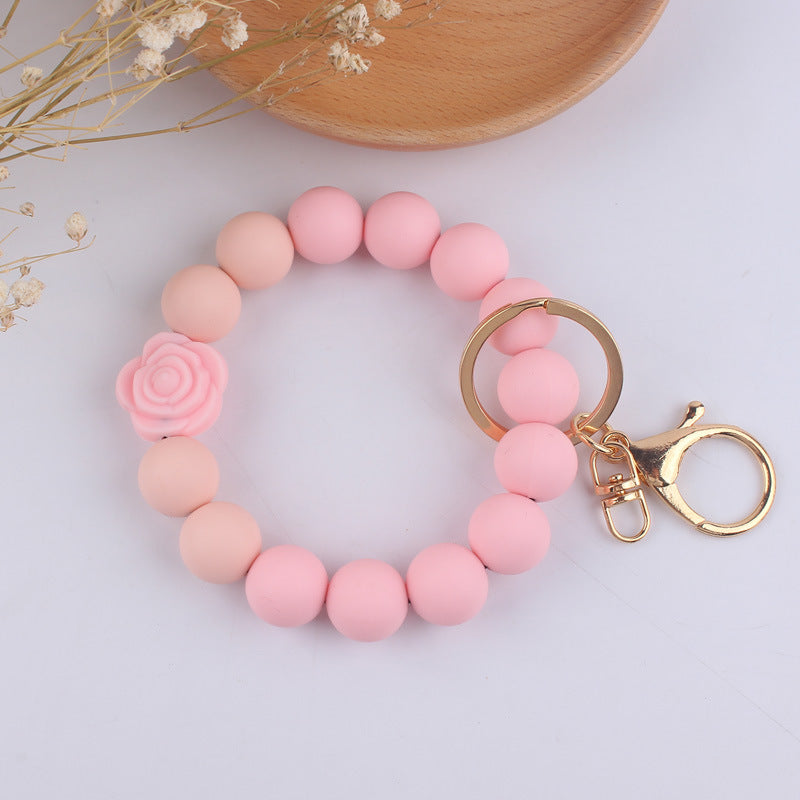 Daisy Rose Silicone Bead Wristlet Keychain 13