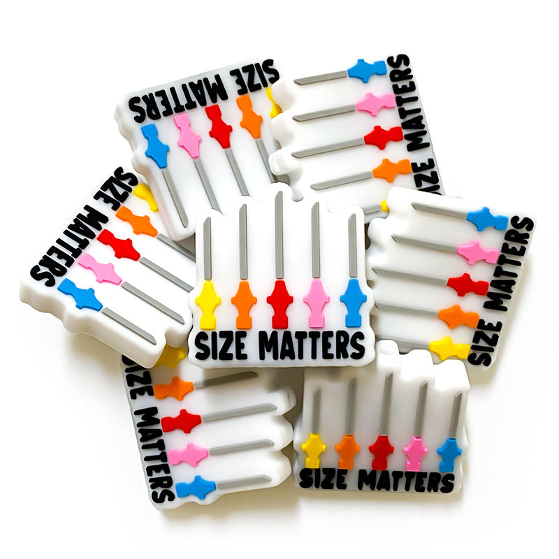 20pcs Silicone Focal Beads Thermometer Size Matters Text Detail