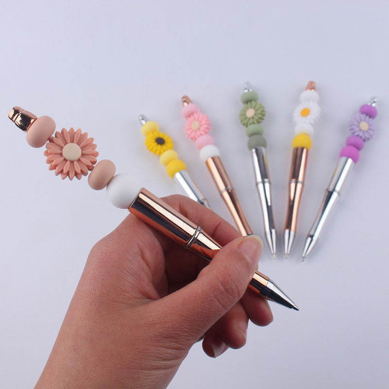 Daisy Flower Silicone Beaded Pens Colorful Handmade Gift 2