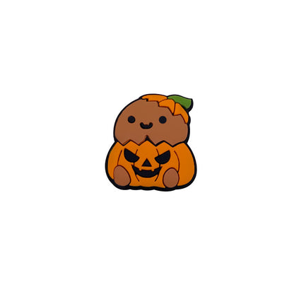 20pcs Silicone Focal Beads Chicken Pumpkin Halloween Cartoon Holding Pumpkin 8