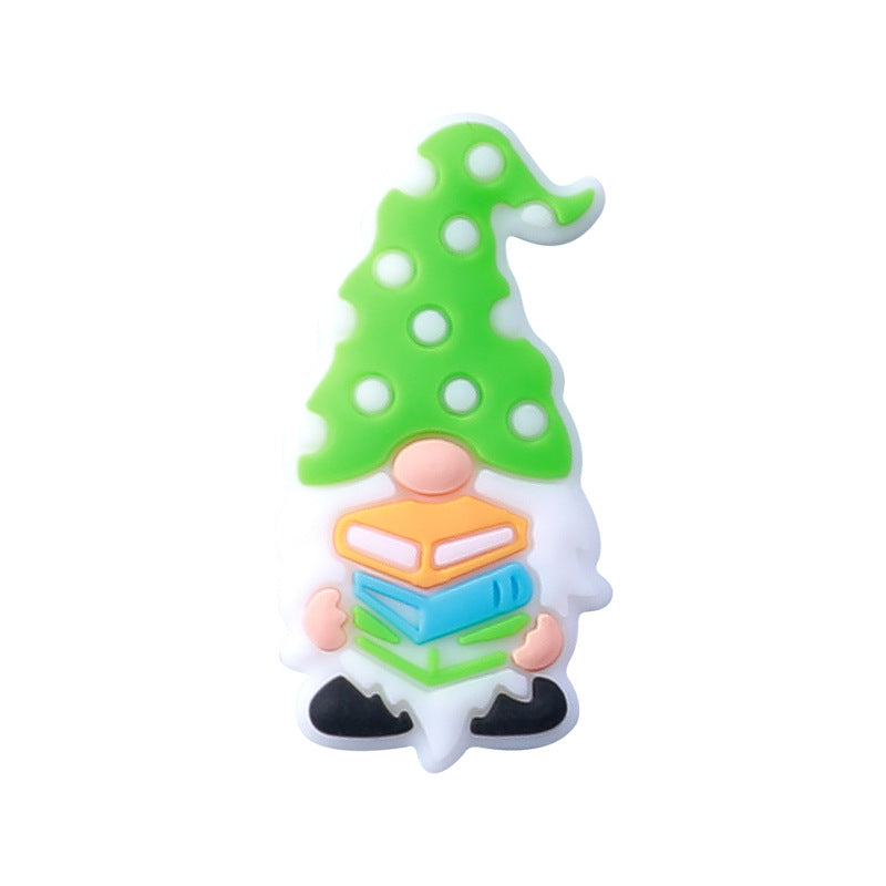 20Pcs Silicone Focal Beads Cartoon Writing Dwarf Holding Books and Apples 7