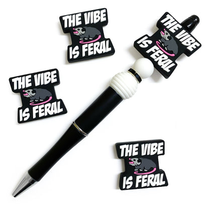20Pcs Silicone Focal Beads Rat with The Vibe Is Feral Text 4