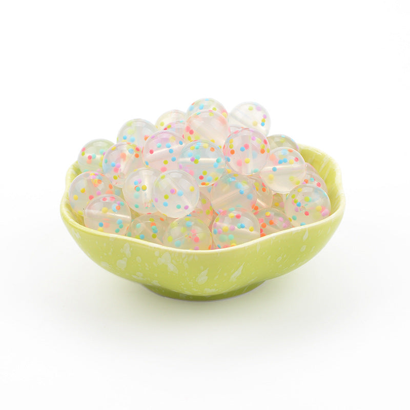 20pcs 9-19mm Transparent Color Dots Hexagon Silicone Beads 2