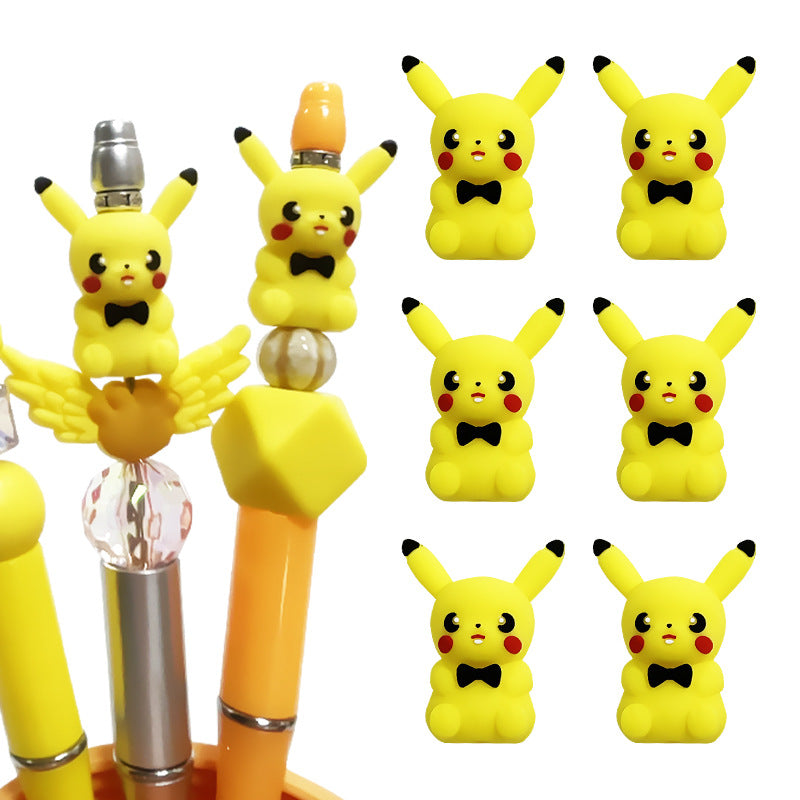 3D Silicone Focal Beads Yellow Mouse Round Cheeks Lightning Tail Bow Tie 6