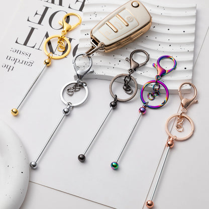 DIY Beadable Keychains Stainless Steel 14.8x3.0cm Craft Supplies