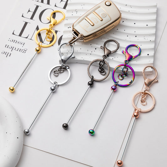 DIY Beadable Keychains Stainless Steel 14.8x3.0cm Craft Supplies