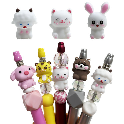 Silicone 3D Focal Beads Cartoon Animal Assorted Characters Front Facing 2