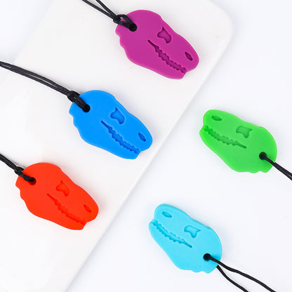 Silicone Dinosaur Head Chew Necklace Sensory Fidget Toy
