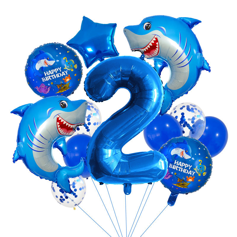 Ocean Shark Foil Balloon Set Kids Birthday Party Decoration 4