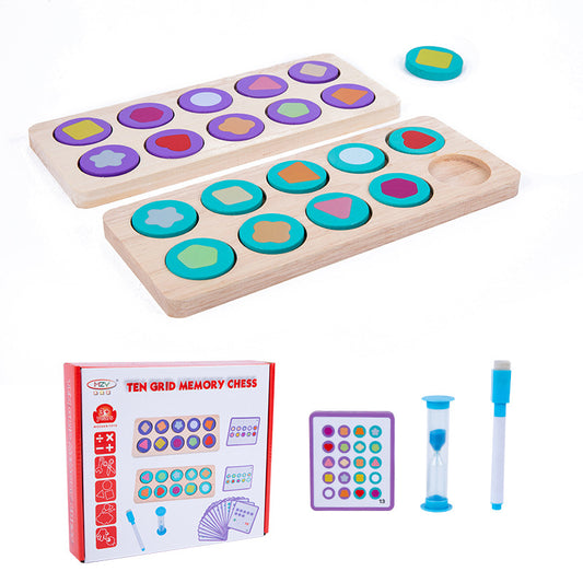 Wooden Montessori Toys Ten Grid Memory Chess Educational Toy