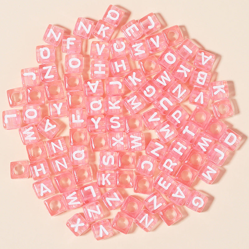 100pcs 6mm Square Acrylic Letters Beads Colorful DIY Accessories 11