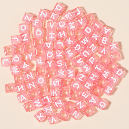 100pcs 6mm Square Acrylic Letters Beads Colorful DIY Accessories 11