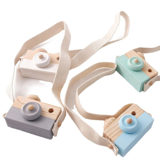 Wooden Pretend Play Camera Toy for Toddlers 8x9x3.5cm