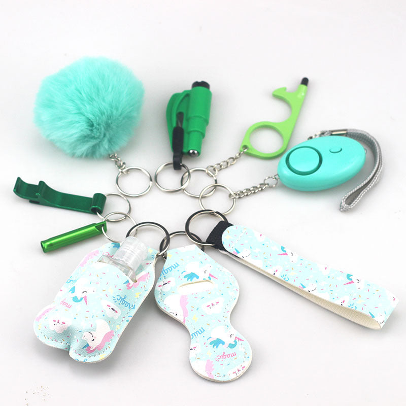 Outdoor Self Defense Alarm Whistle Pompom Keychain 10 Pack 10