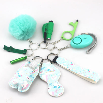 Outdoor Self Defense Alarm Whistle Pompom Keychain 10 Pack 10
