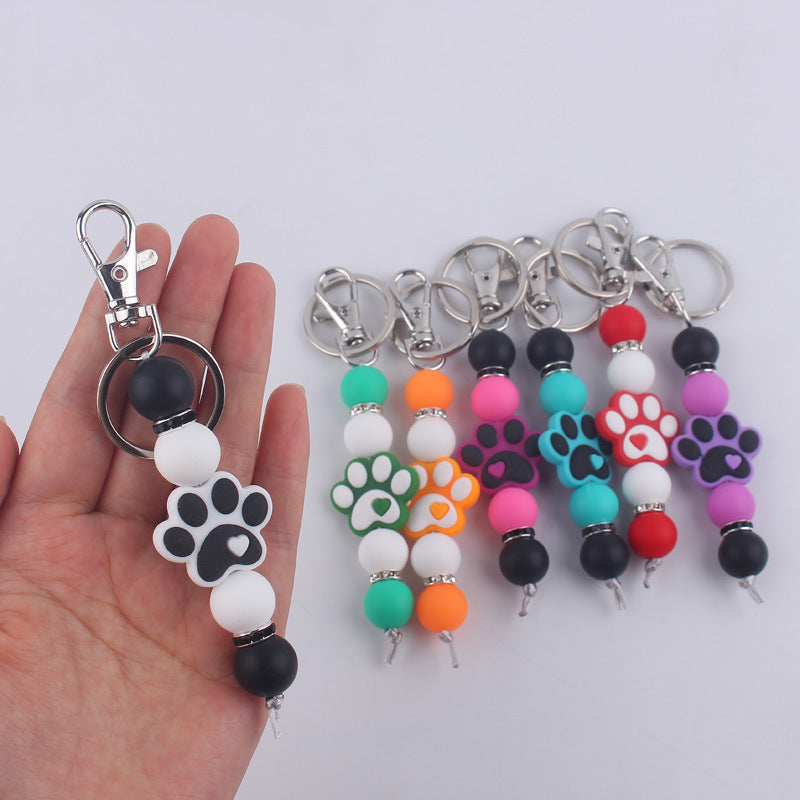 Cartoon Dog Claw Silicone Bead Keychain Charm with Lobster Clasp 3