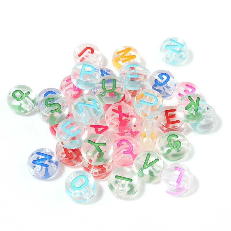 100pcs Letter Acrylic Beads Transparent Candy Color DIY Bracelet Making 19