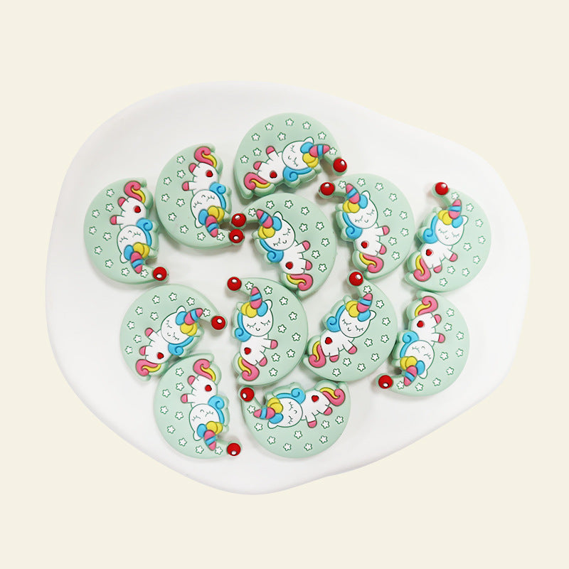 Silicone Focal Beads Unicorn Moon with Star Detail 6