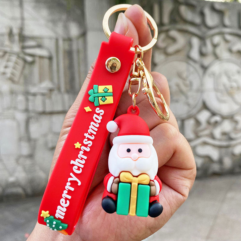 Cartoon Snowman PVC Keychain Christmas Holiday Charm 9