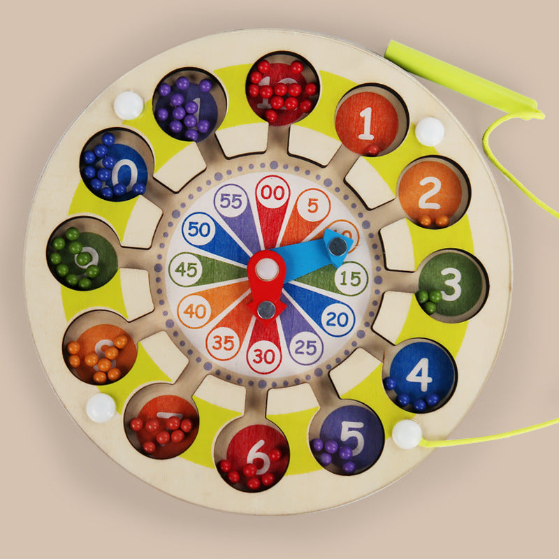 Wooden Montessori Toys Magnetic Labyrinth Digital Clock