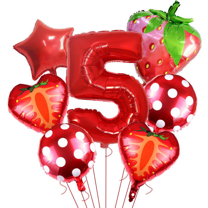 Strawberry Foil Balloon Set Party Decoration 32 Inch 5