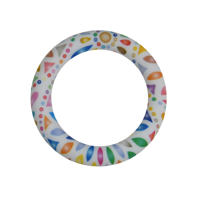 65mm Printed Silicone Beads Rings Multi Color Design 17