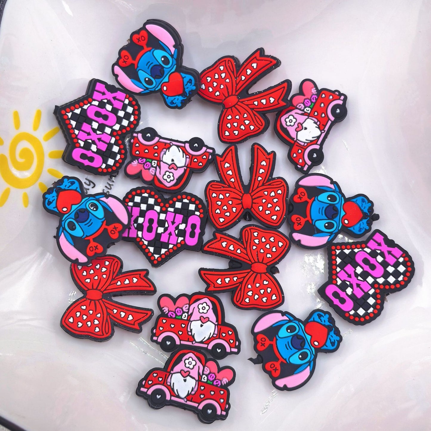 20Pcs Silicone Focal Beads Valentine Butterfly Stitch Design 4