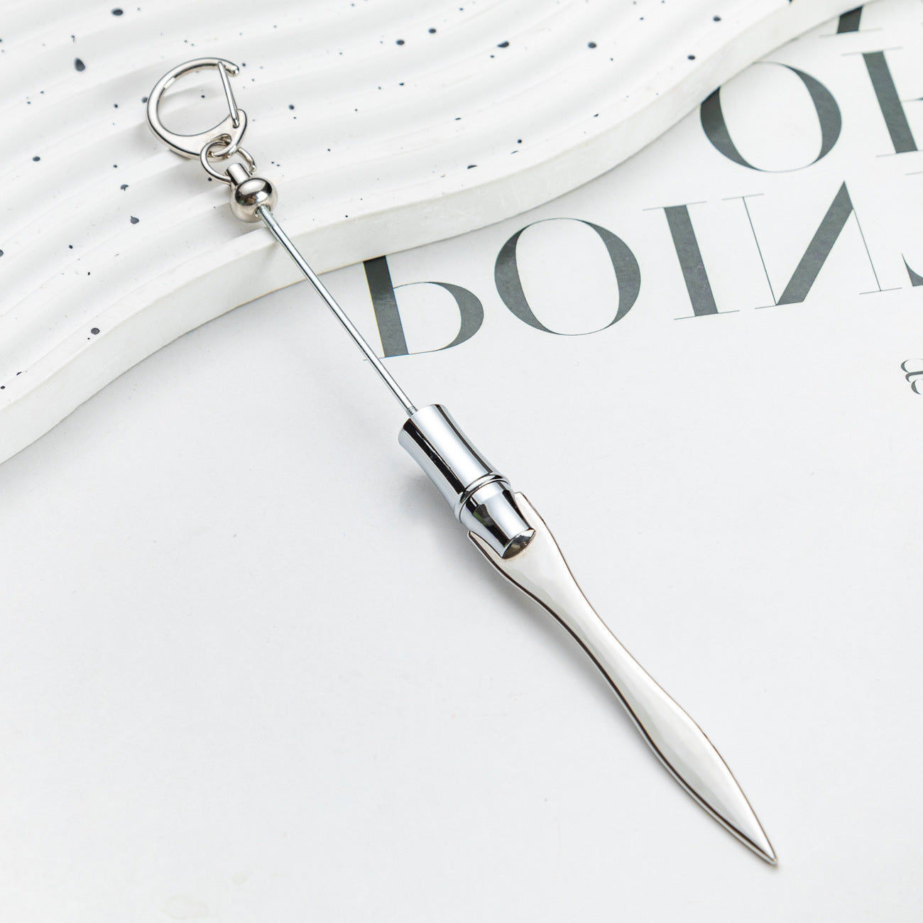 Beadable Letter Opener Metal DIY Craft Supplies 18.4cm Keychain 8