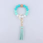 Tassel Silicone Bead Wristlet Keychain with Wooden Bead Charm 8cm 13