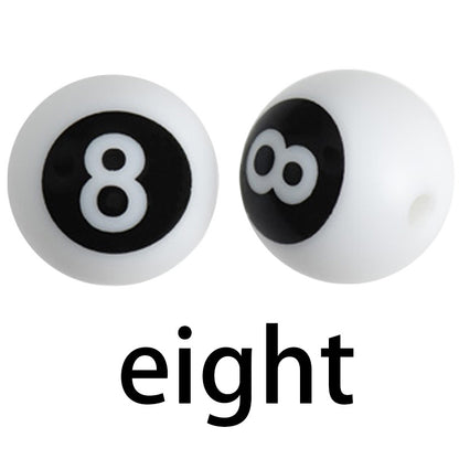 50pcs 15mm Silicone Number Beads Printed Design 14