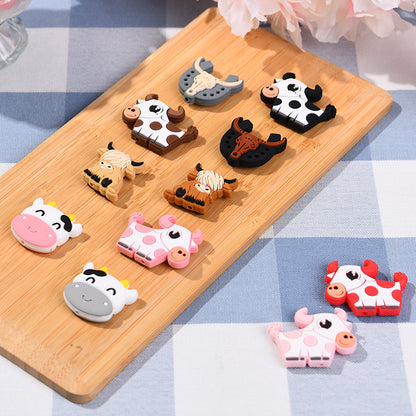 20pcs Silicone Focal Beads Highland Cow Cartoon Design