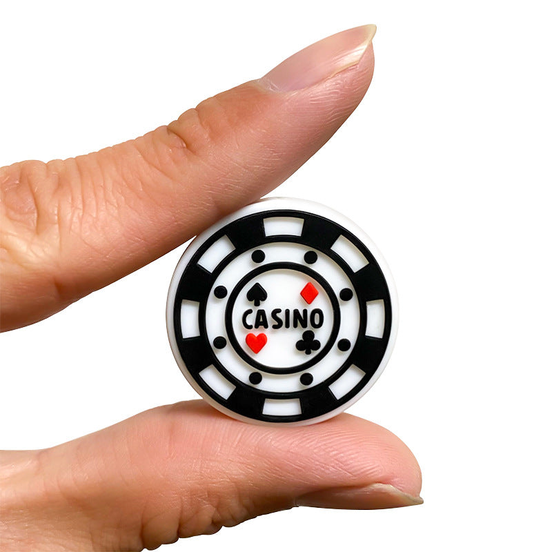 20Pcs Silicone Focal Beads Casino Chip Design 4