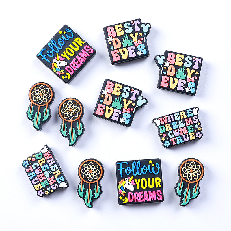 20Pcs Silicone Focal Beads Dream Catcher with Colorful Inspirational Texts 2
