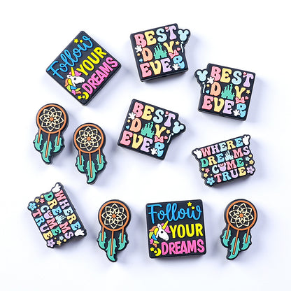 20Pcs Silicone Focal Beads Dream Catcher with Colorful Inspirational Texts 2