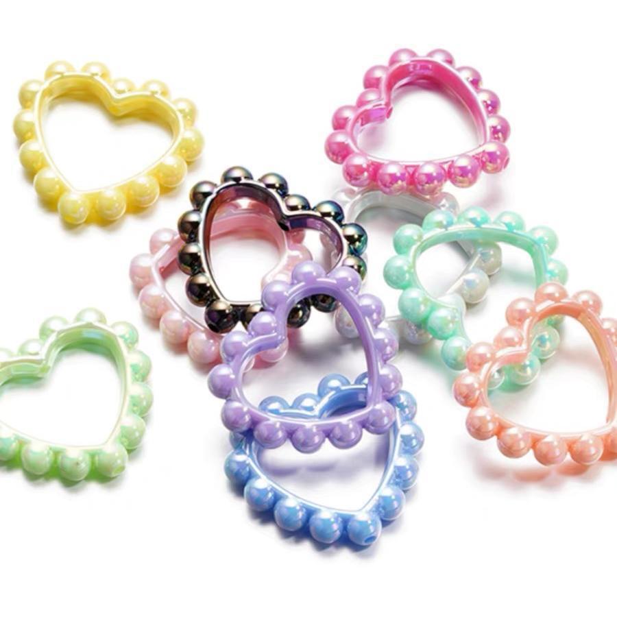 10Pcs 39x43mm Solid Color Plated Love Circle Acrylic Beads 3